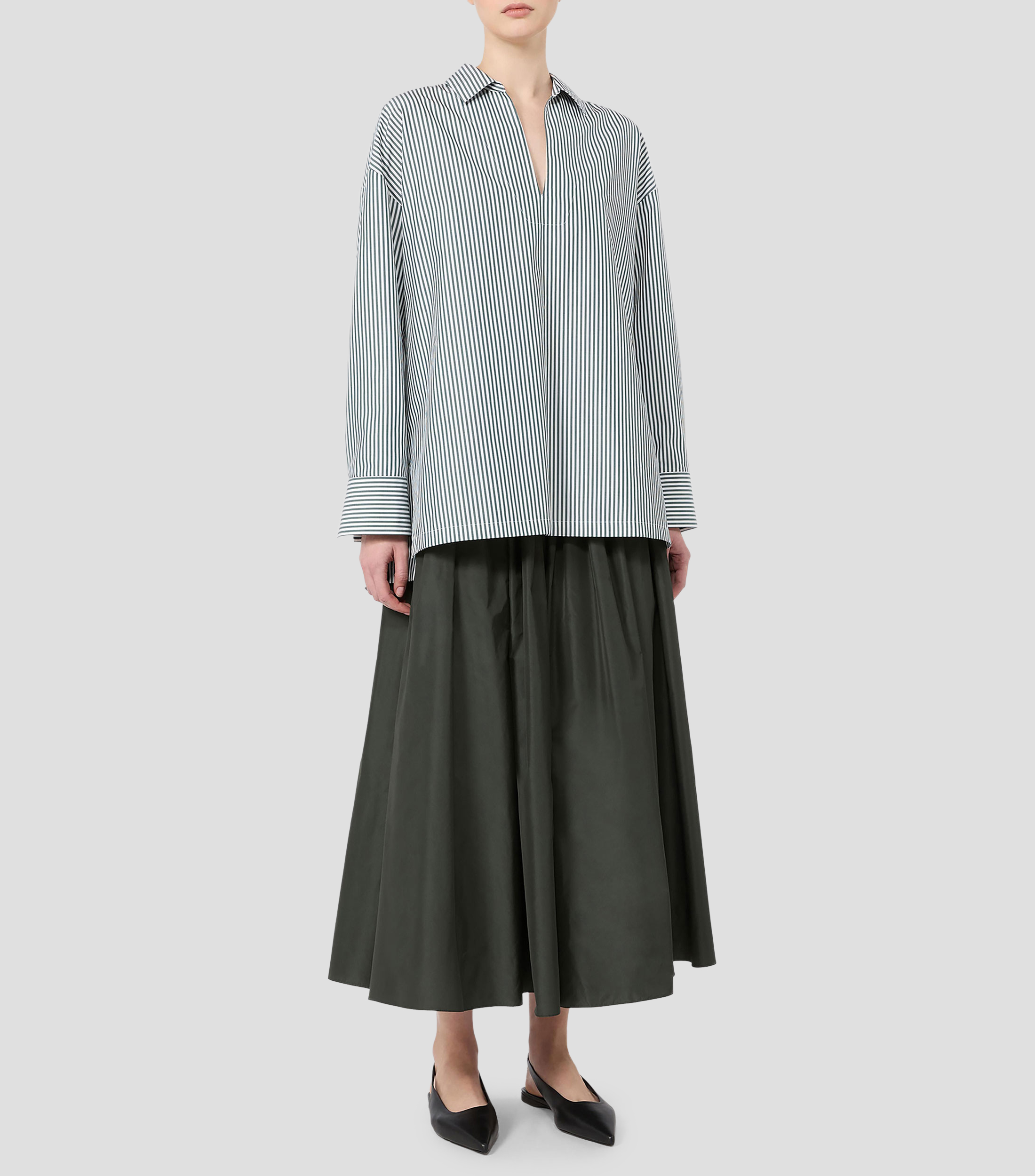 Camisa a rayas manga larga Mujer